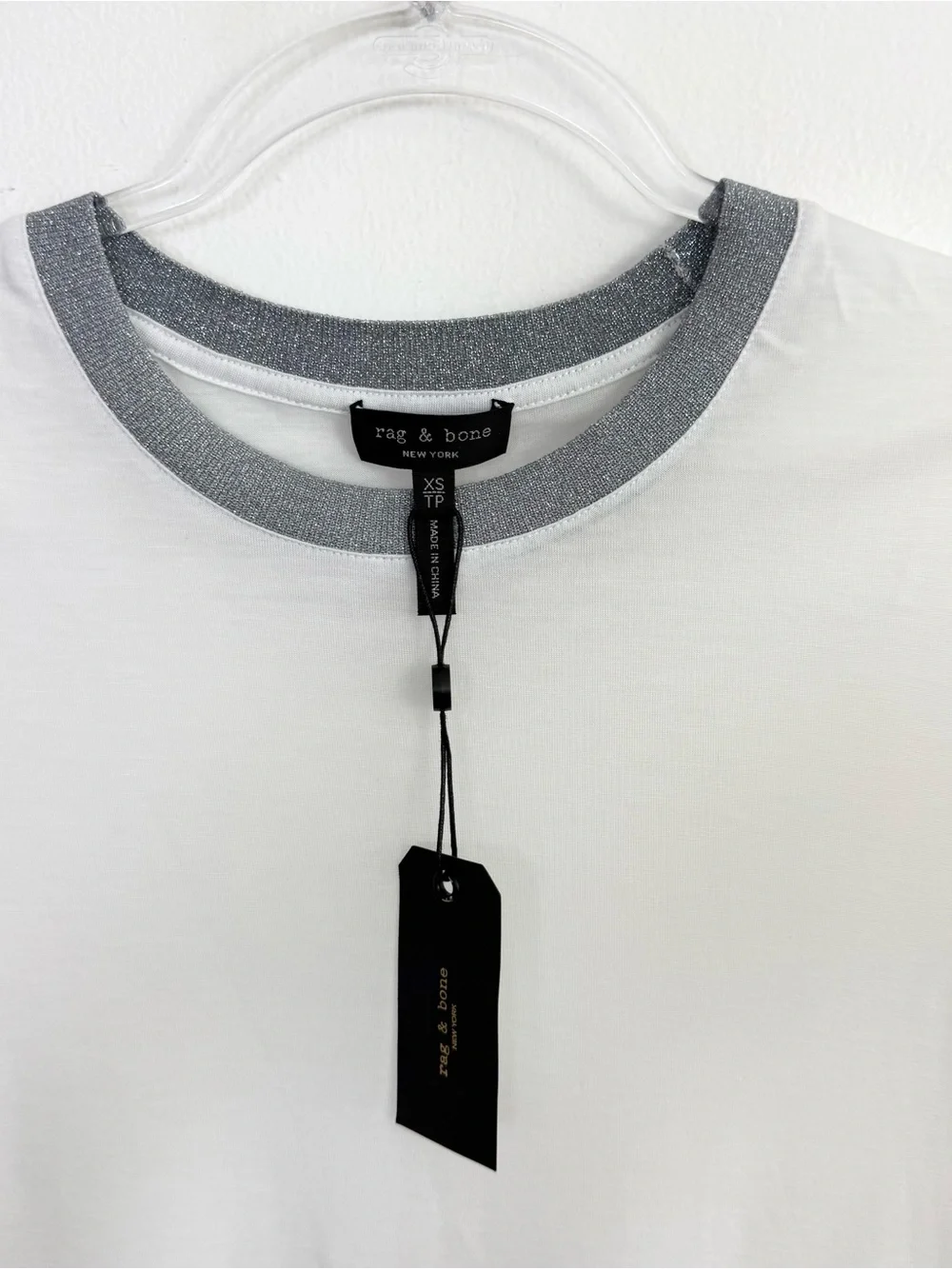 Rag & Bone Brighton White Metallic Tee XS NWT - Picture 3 of 6